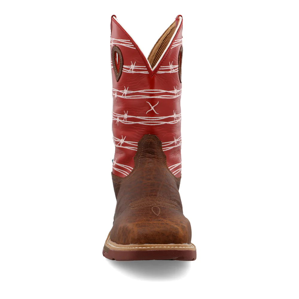 Twisted X Men's Safty Toe WESTERN WORK BOOT RED/WHITE : MXBNW01