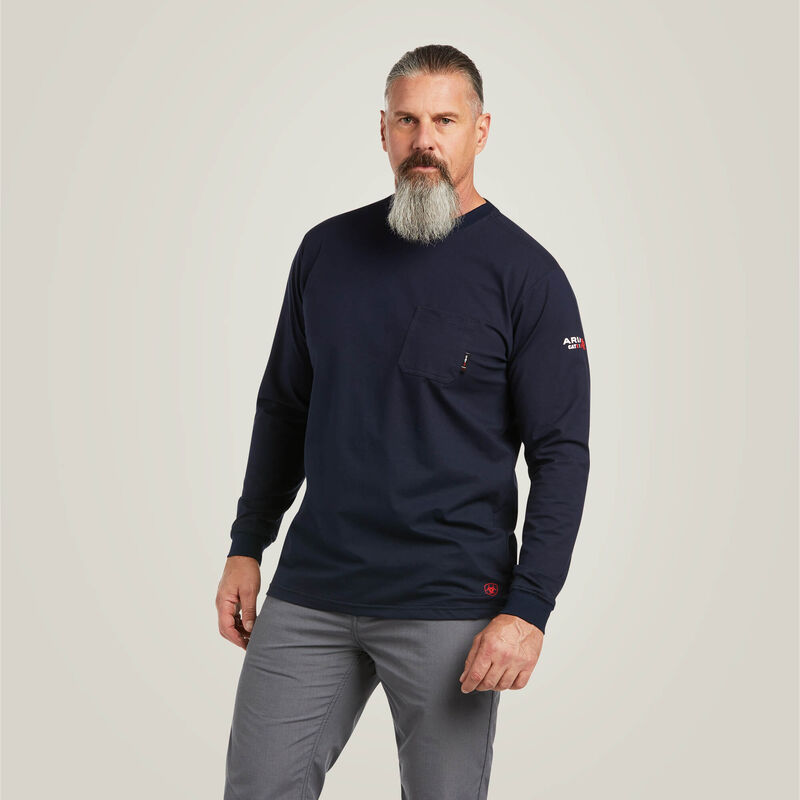 10039294MNS FR STRETCH LOGO LS T-SHRT NAVY/USA